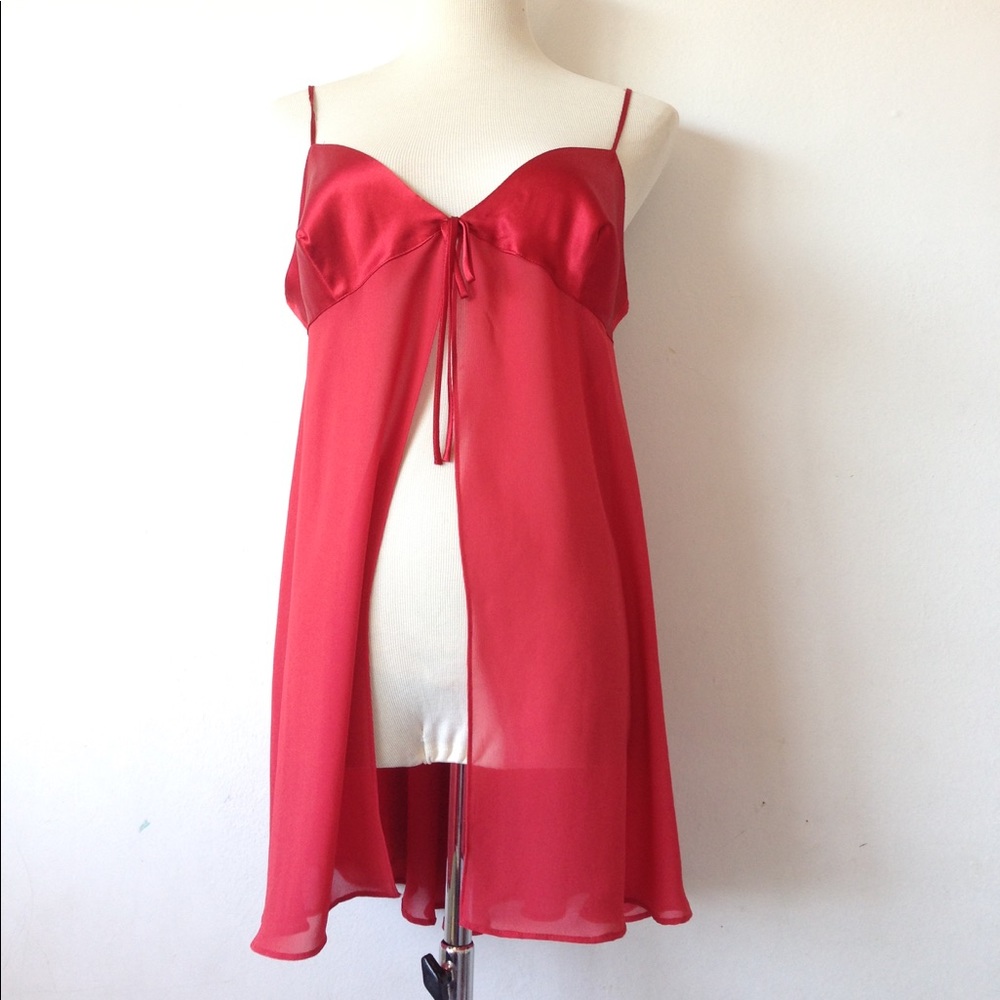 Victoria's Secret Red Chiffon Babydoll Silky Sz M
